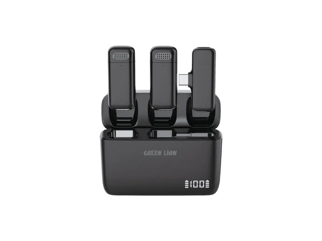ميكروفون لاسلكي مزدوج من جرين ليون - USB Type C - أسود