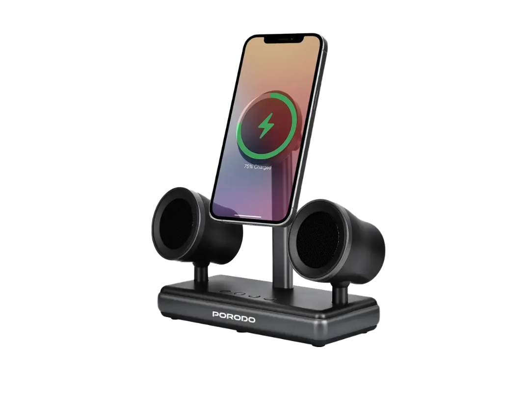 Porodo 2-in-1 Speaker Charging Dock – Black | Same-Day Qatar Delivery