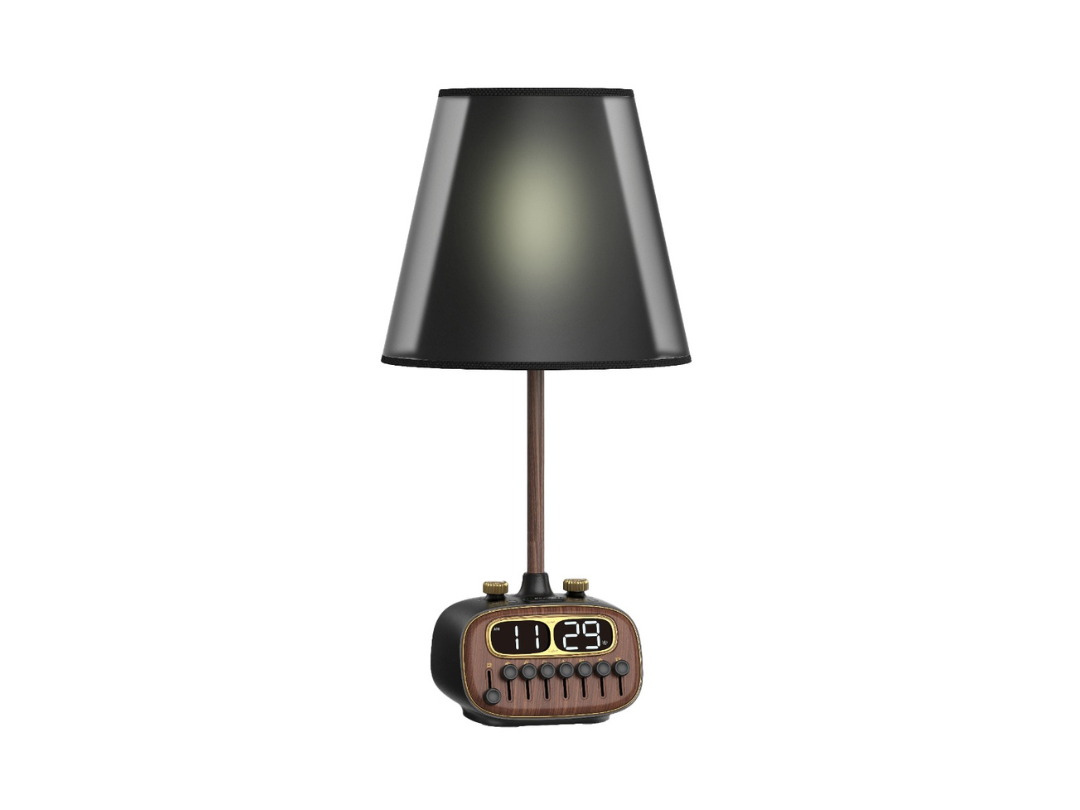 Porodo Retro Desk Lamp with White Noise & Bluetooth Speaker - Black