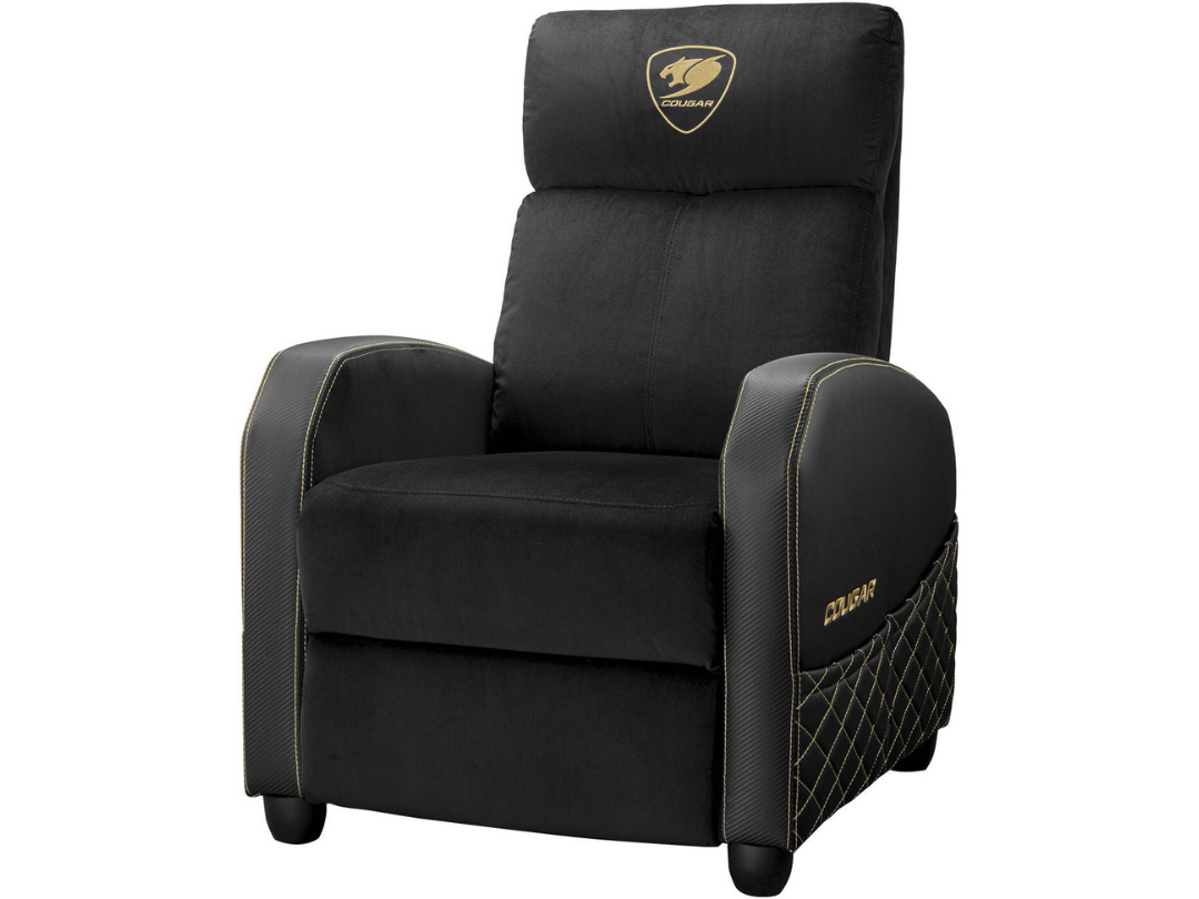 Cougar Ranger Elite Gold Gaming Sofa – Velvet, Reclining, Adjustable