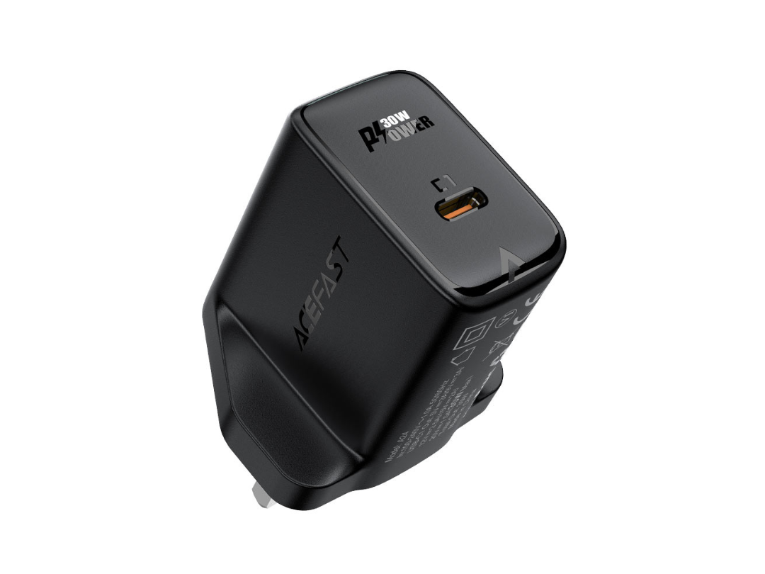 ACEFAST A24 GaN PD30W Wall Charger - USB-C, UK Plug, Compact & Safe