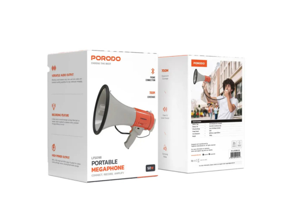 Porodo Portable Megaphone - Orange | Powerful Sound, Qatar