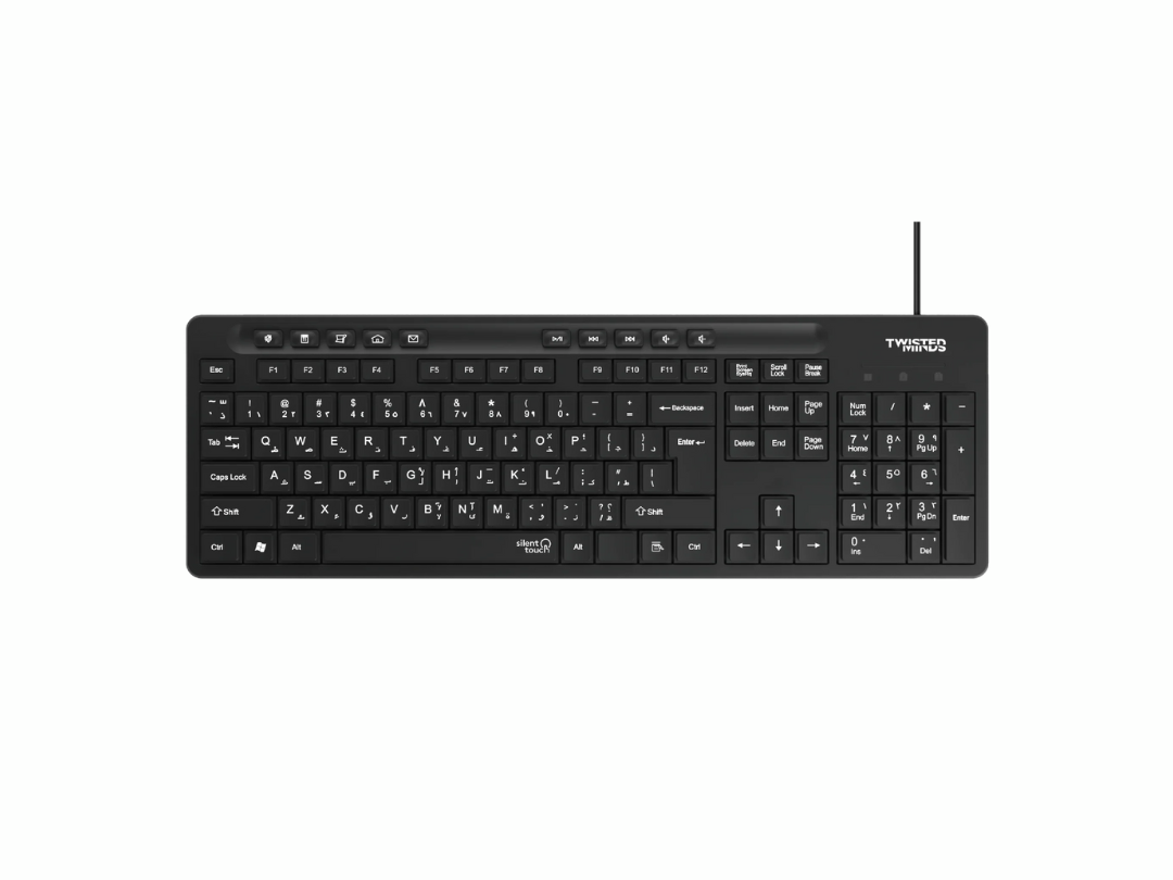 Twisted Minds K19 Kavara Series 2in1 Keyboard & Mouse Combo Wired Mode Lightweight - Black - (English / Arabic) Layout Twisted Minds K19 Kavara Series 2in1 Keyboard & Mouse Combo Wired Mode Lightweight - Black - (English / Arabic) Layout