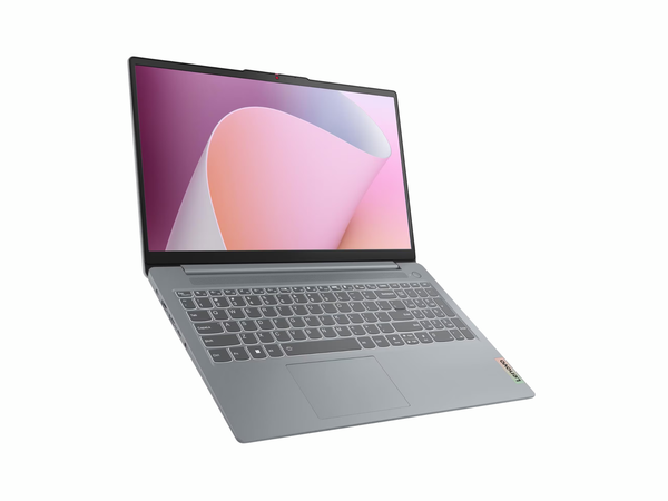 Lenovo IdeaPad Slim 3 15.6" Laptop 15ABR8 - Artic Grey - 82XM0188AX with an open screen, shown at an angle on a plain white background.