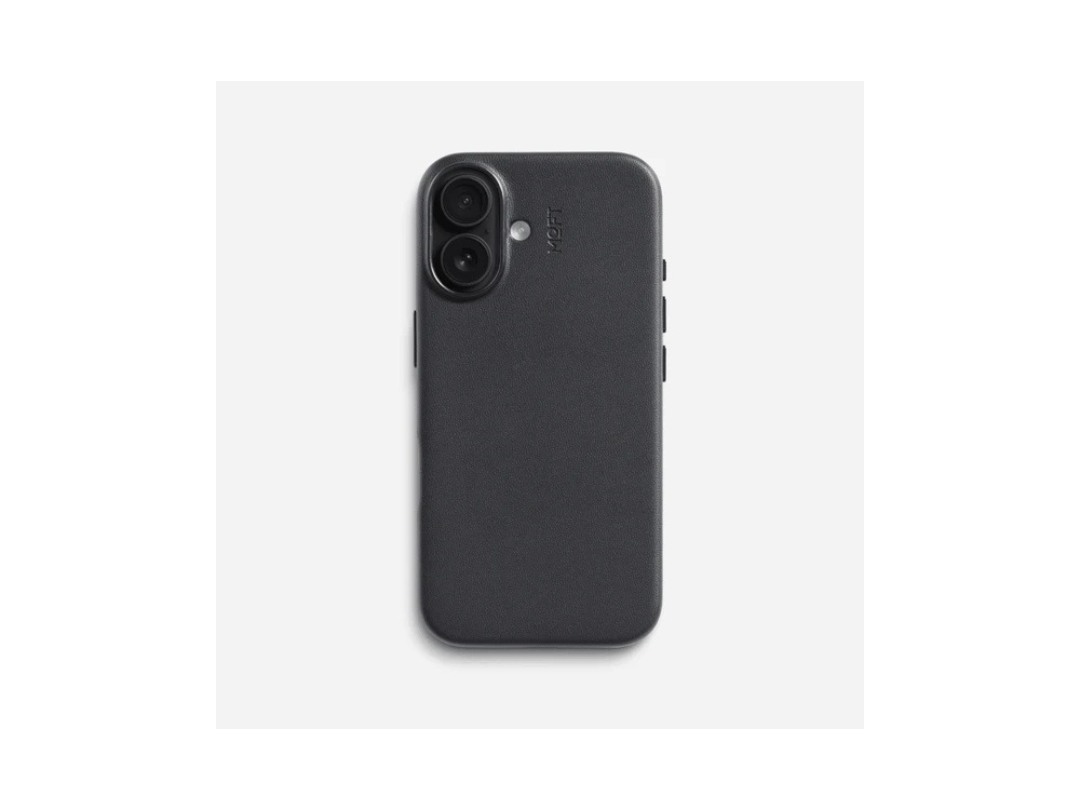 MOFT Snap Case for iPhone 16, Premium Vegan Leather, MagSafe - Jet Black