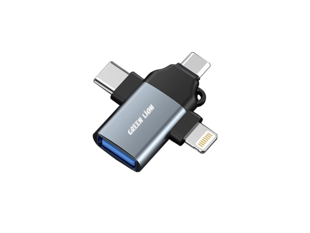 Green Lion 3 in 1 OTG (Lightning / Micro / Type-C) - Gray
