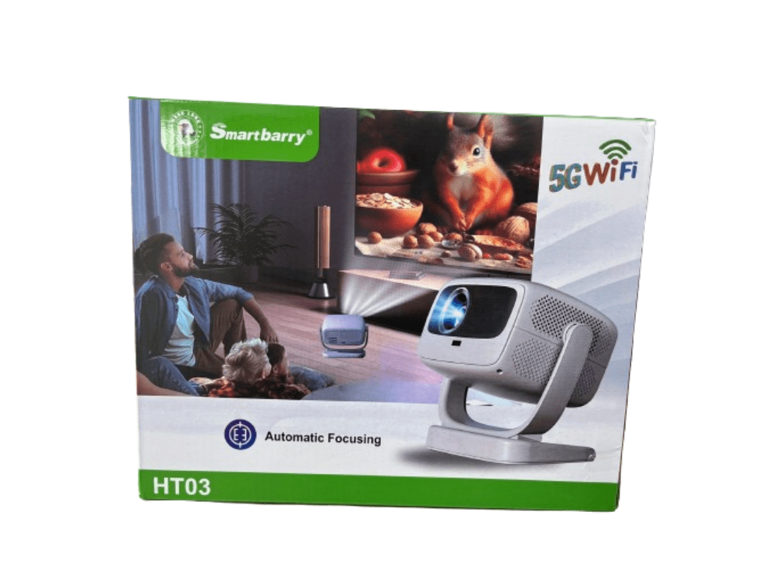 جهاز عرض Smartbarry HT03 5G Wifi HD مع التركيز التلقائي. متوافق مع البلوتوث وUSB