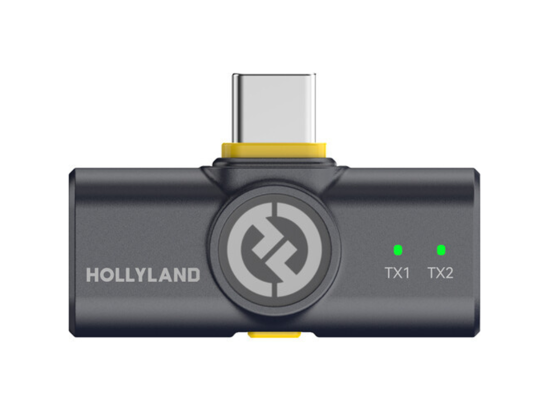 Hollyland LARK M2 DUO 2-Person Wireless Combo Microphone System (2.4 GHz, Shine Charcoal) with Camera-mount receiver, Lightning and USB‑C mobile options