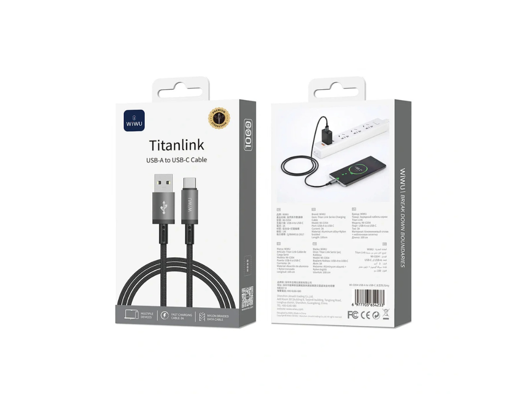 Buy WiWU TITAN LINK USB-A to USB-C Cable 1m – Space Gray – in Qatar