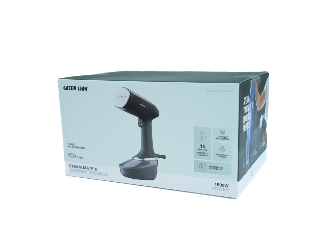 Green Lion1500W Garment Steamer with 300ML Water Tank and 15 Seconds Rapid Heating,  Steam Mate X – Black