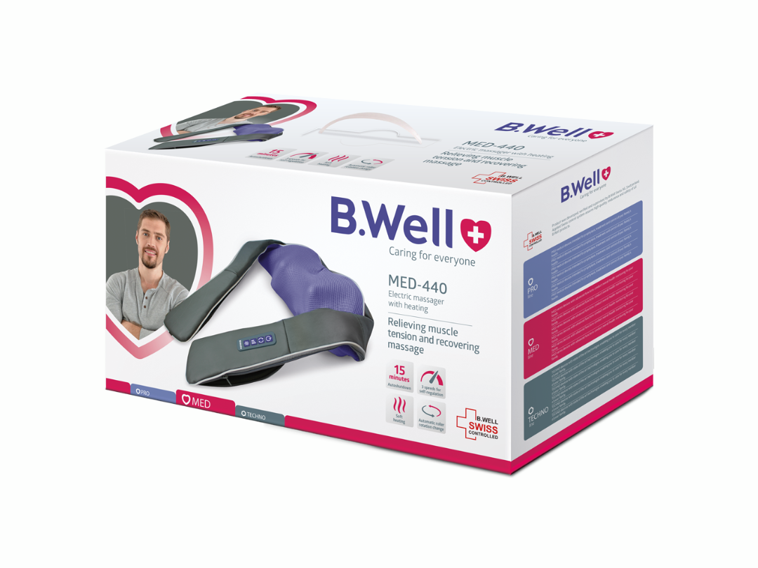 B Well Med 440 Electric Neck Massager With Heating Function, Grey, With Adapter & Storage bag - 2 Years Warranty B Well Med 440 Electric Neck Massager With Heating Function, Grey, With Adapter & Storage bag - 2 Years Warranty