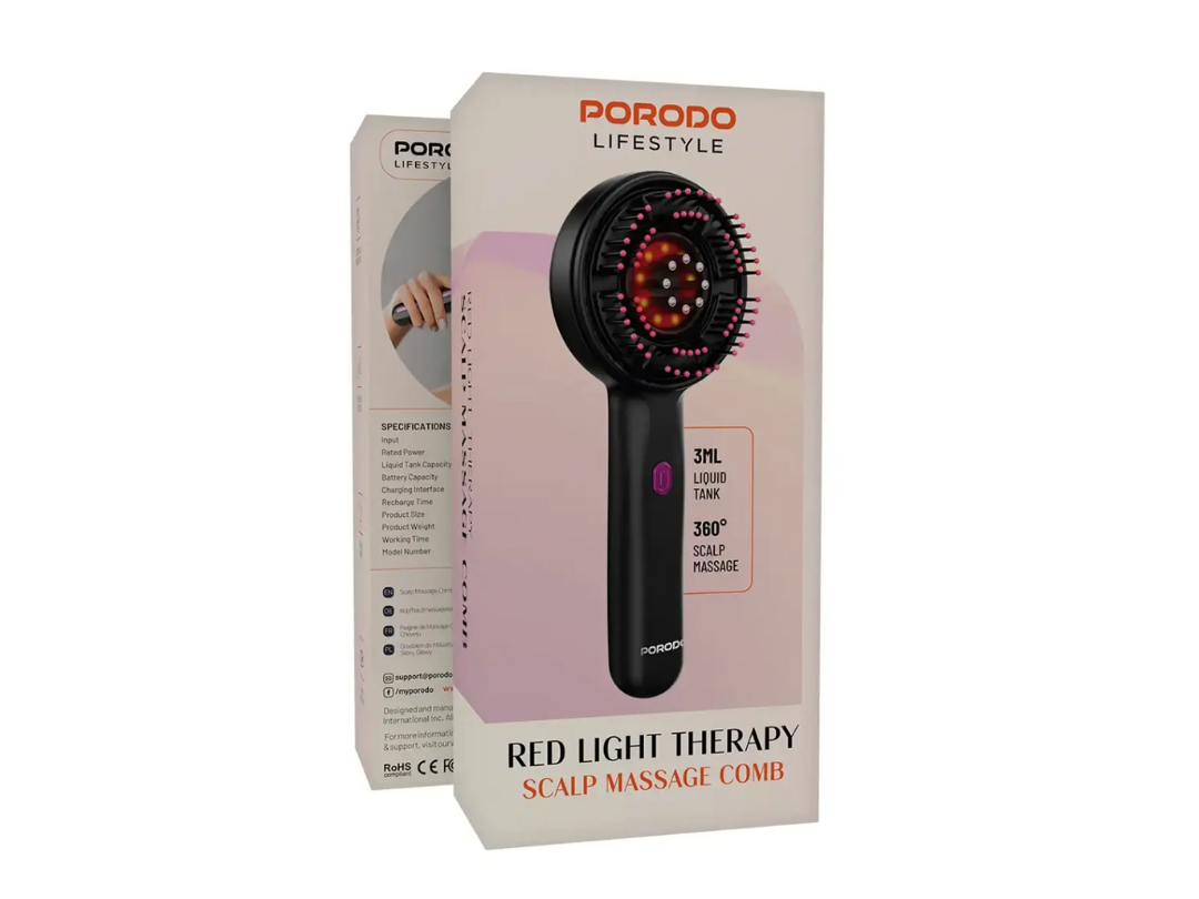 Buy Porodo Red Light Therapy Scalp Massage Comb – Black | in Qatar 