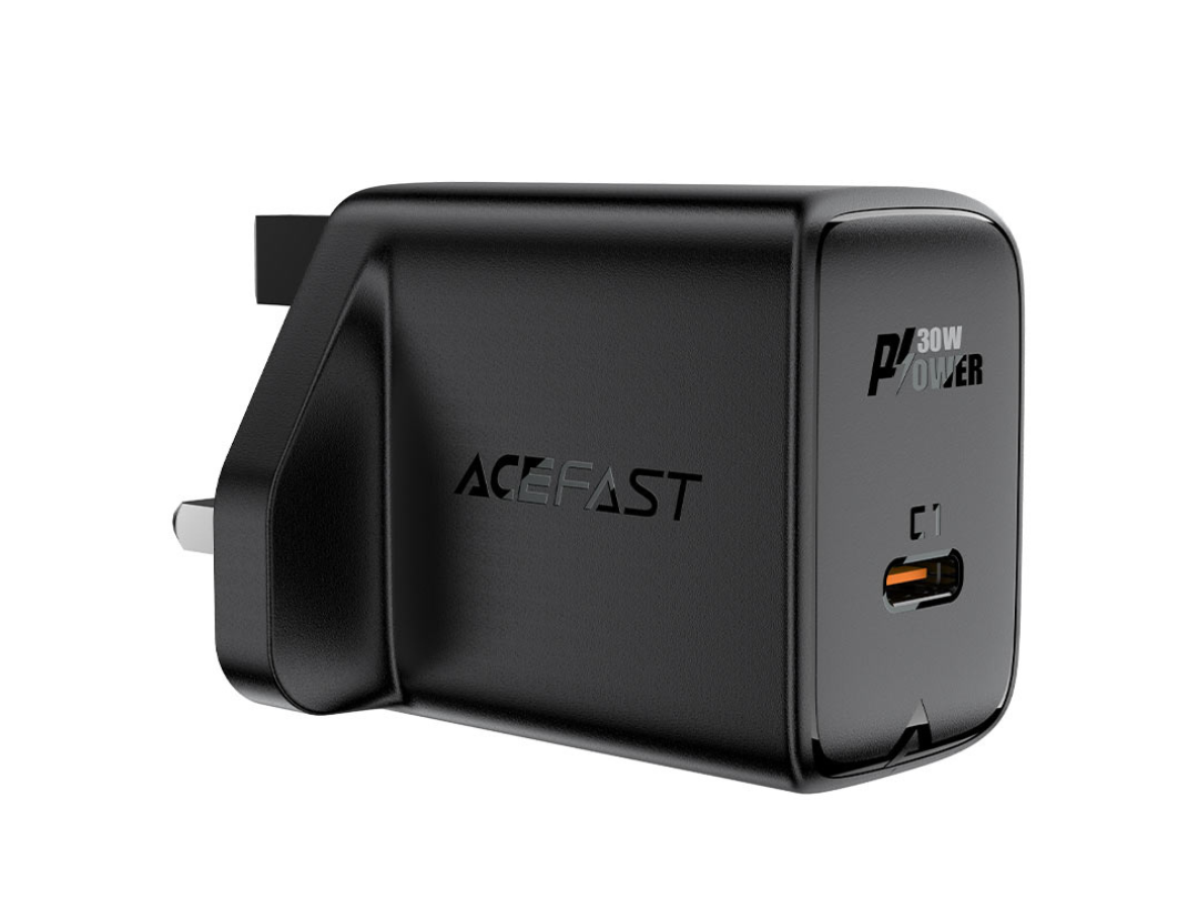 ACEFAST A24 GaN PD30W Wall Charger - USB-C, UK Plug, Compact & Safe