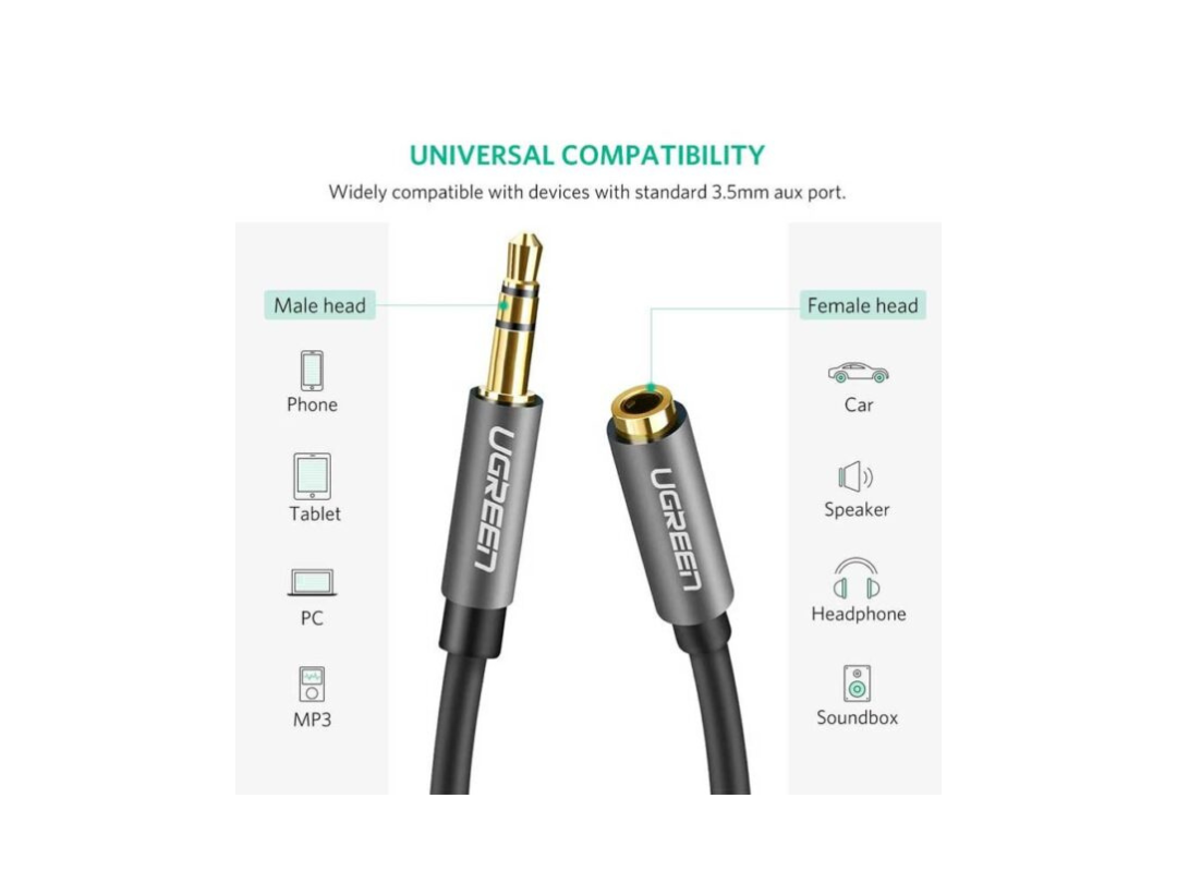 uGreen 3.5mm male to female audio cable 2M AV118-10594