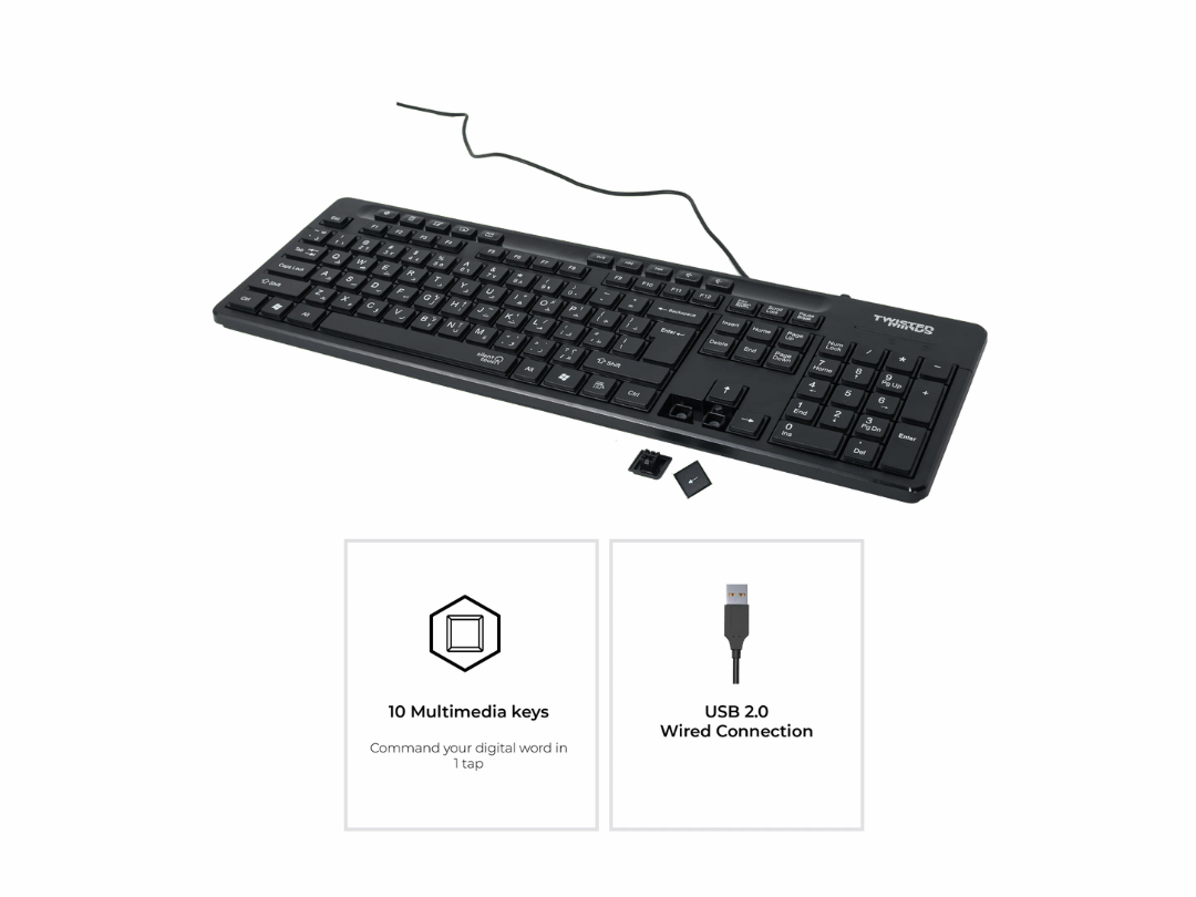 Twisted Minds K19 Kavara Series 2in1 Keyboard & Mouse Combo Wired Mode Lightweight - Black - (English / Arabic) Layout Twisted Minds K19 Kavara Series 2in1 Keyboard & Mouse Combo Wired Mode Lightweight - Black - (English / Arabic) Layout