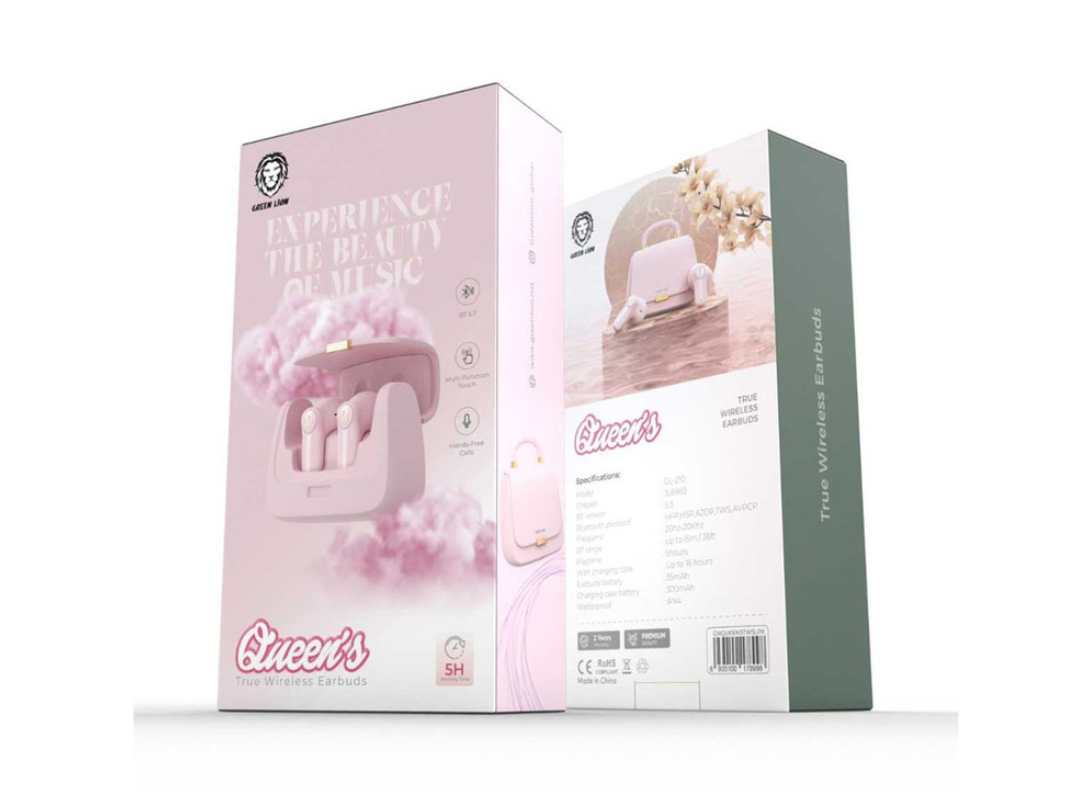 Green Lion Queen's TWS Earbuds – Light Pink | Bluetooth 5.3 | Qatar