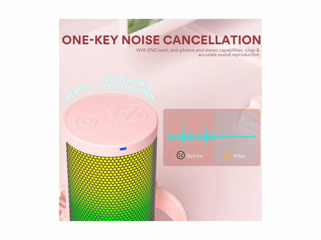 Maonocaster DGM20 GamerWave USB Gaming Microphone with Noise Cancellation - Pink Maonocaster DGM20 GamerWave USB Gaming Microphone with Noise Cancellation - Pink