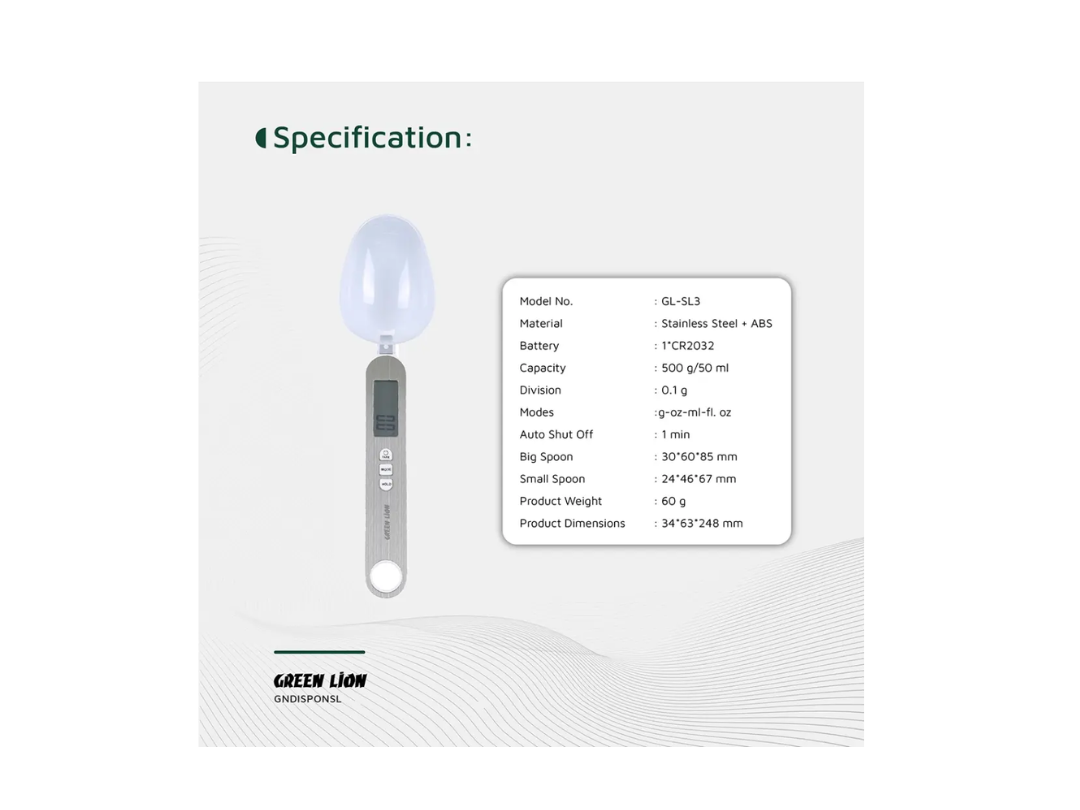 Green Lion Digital Spoon Scale - Silver (GNDISPONSL) Green Lion Digital Spoon Scale - Silver (GNDISPONSL)