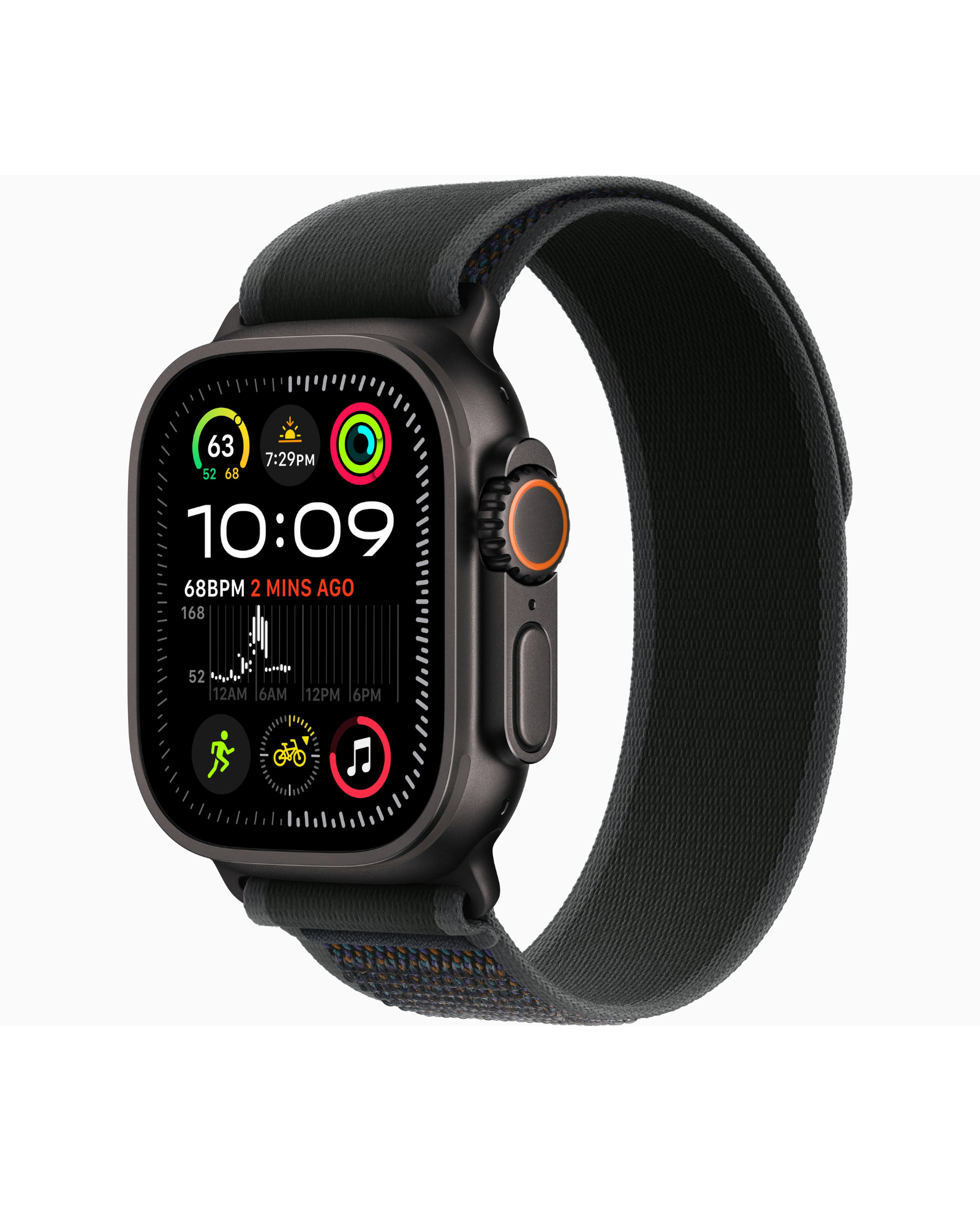 ساعة Apple Watch Ultra 2 GPS + Cellular مقاس 49 مم هيكل من التيتانيوم الأسود مع حلقة سوداء