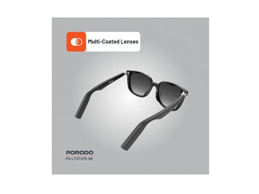 Porodo Polarized Sunglasses with Bluetooth Speaker – Black