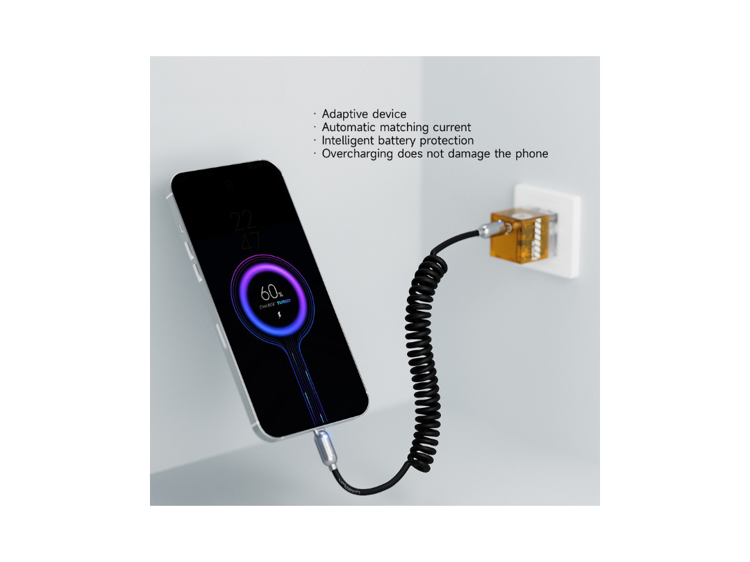 Buy URTECH 100W USB-C Spring Cable | LED | in Qatar