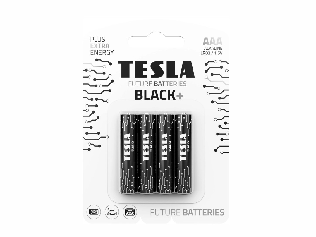 Tesla Alkaline Battery AAA Black+ LR3 1.5v - 4 pcs set