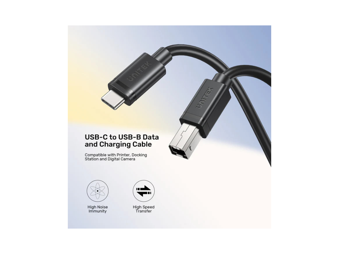 Unitek USB-C to USB-B Data & Charging Cable - 2M for Printers & More