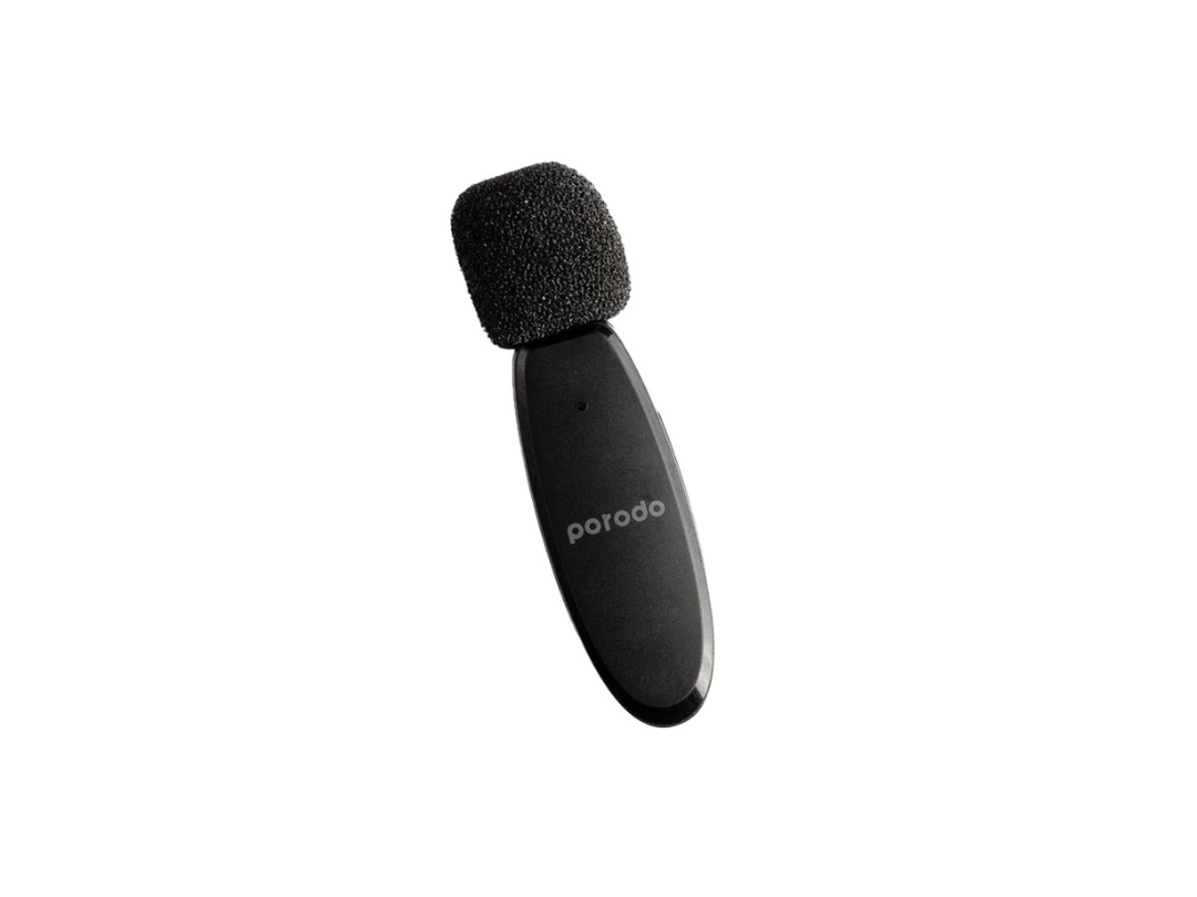 Porodo Dual Connector Lavalier Microphone Dual Mic – Black