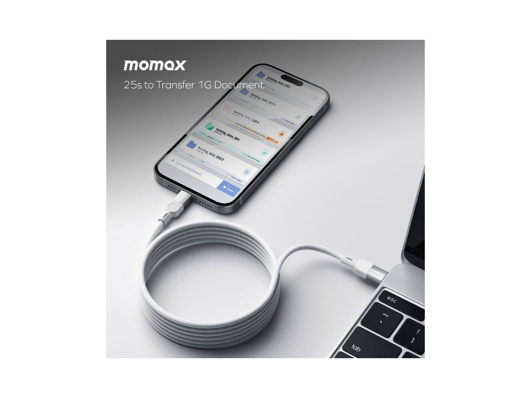 Buy Momax Elite Mag Link 100W USB-C to USB-C Magnetic Cable 1m in Qatar