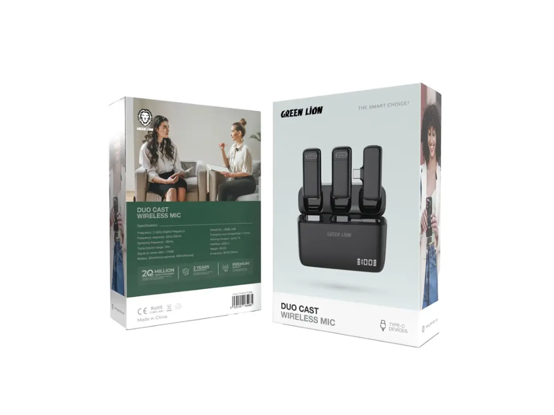 Green Lion Duo Cast Wireless Mic – Type C – Black | Qatar