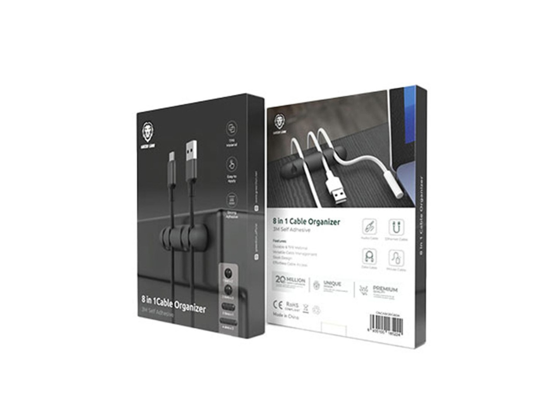 Green Lion 8-in-1 Cable Organizer – Black | Desk Cable Management Qatar