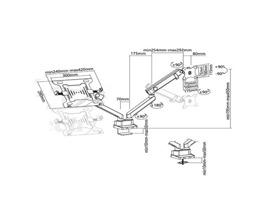 Buy Skill Tech SH20 C024ML Monitor Arm with Laptop Holder in Qatar
