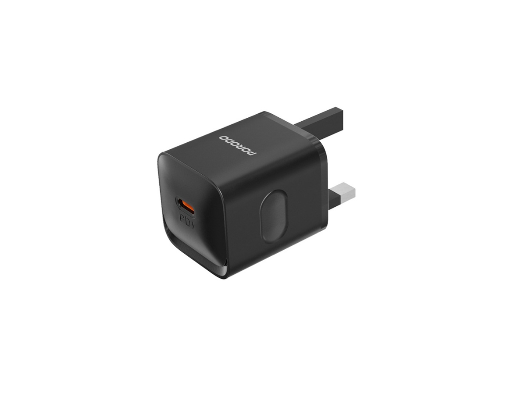 شاحن حائط Porodo USB-C Power Delivery GaN في المملكة المتحدة مع كابل Lightning شاحن حائط Porodo USB-C Power Delivery GaN في المملكة المتحدة مع كابل Lightning