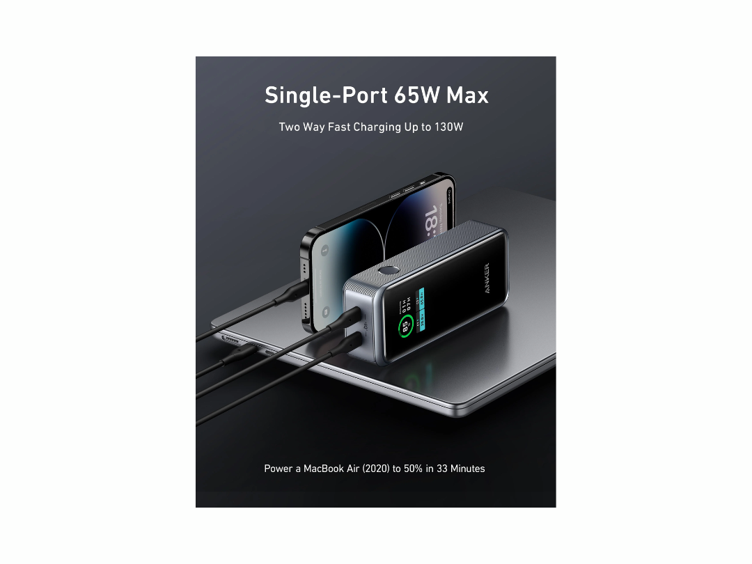 Anker 2-Port 130W 12,000mAh Power Bank with LCD Screen (A1335011) | Power Bank for Smartphones, tablets, laptops - Black Anker 2-Port 130W 12,000mAh Power Bank with LCD Screen (A1335011) | Power Bank for Smartphones, tablets, laptops - Black