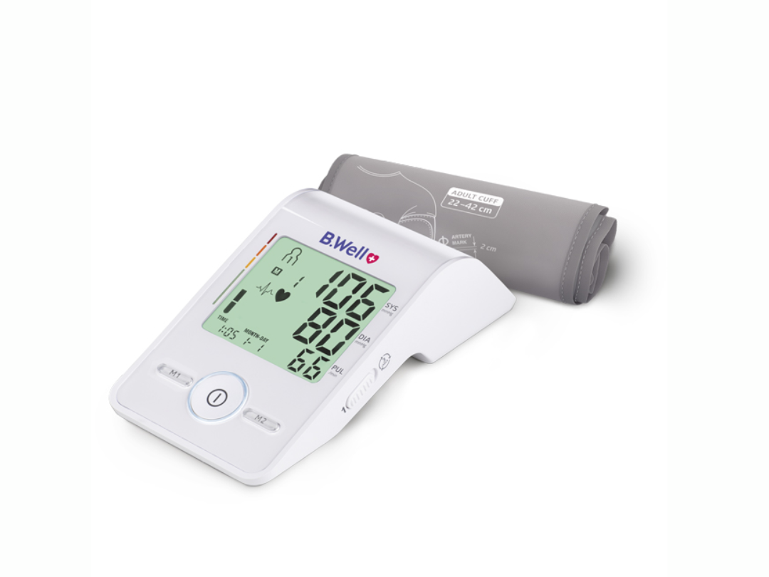 B.Well MED 55 Automatic Blood Pressure (BP) Monitor, M-L size cuff, with storage bag - 3 Years Warranty
