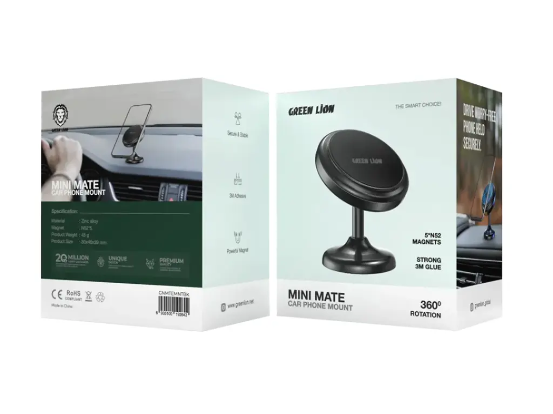 Green Lion Mini Mate Magnetic Car Phone Mount – Black | Qatar Delivery