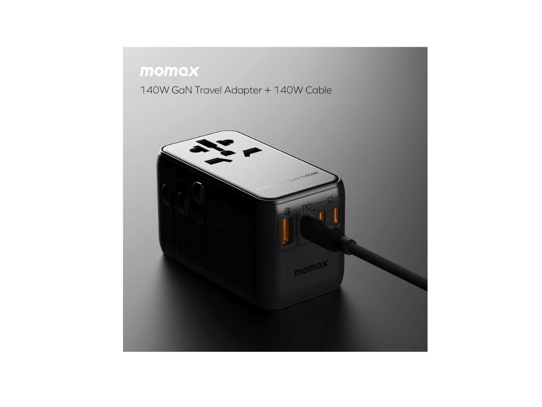 Buy Momax 1-World 140W GaN 4-Port AC Travel Adapter + USB-C Cable in Qatar