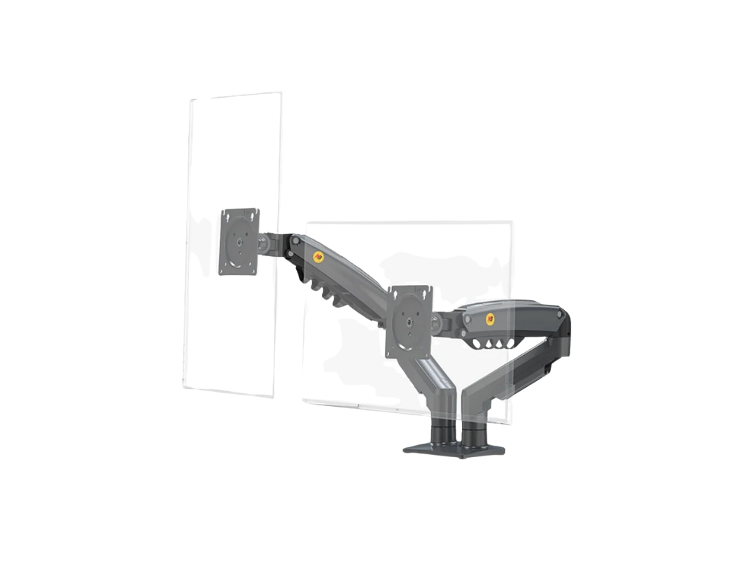 North Bayou NB F160 Dual Monitor Ergonomic Arm – Matte Gray | Fits 17