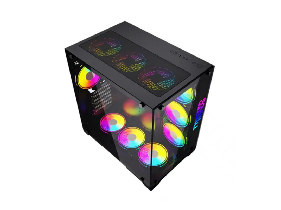 Twisted Minds Bullet-07 Mid Tower Glass Case with 7 RGB Fans - Black