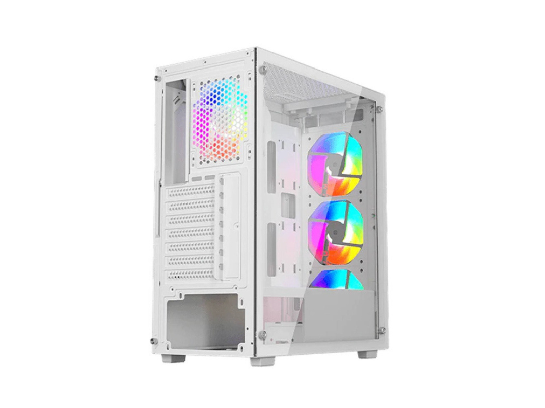 Twisted Minds 03 Apex Mid Tower Case with 3 RGB Fans - White | Qatar