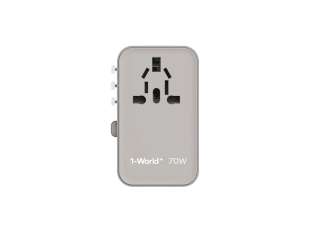 Buy Momax 1-World+ 70W GaN Travel Adapter - USB-C, USB-A, AC Outlet Grey in Qatar