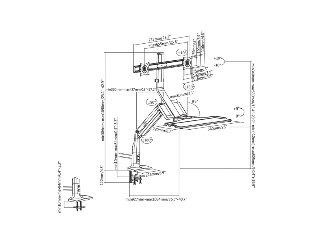 Buy Skill Tech SHS 21 C02 Sit-Stand Monitor Arm (17–27″) | in Qatar