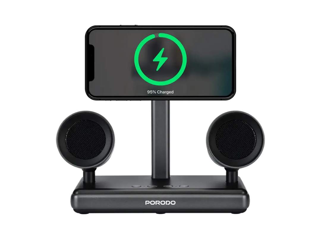 Porodo 2-in-1 Speaker Charging Dock – Black | Same-Day Qatar Delivery