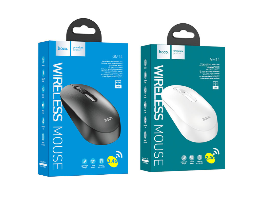 Hoco GM14 Platinum 2.4G Wireless Mouse - Ergonomic, Black, High-Precision