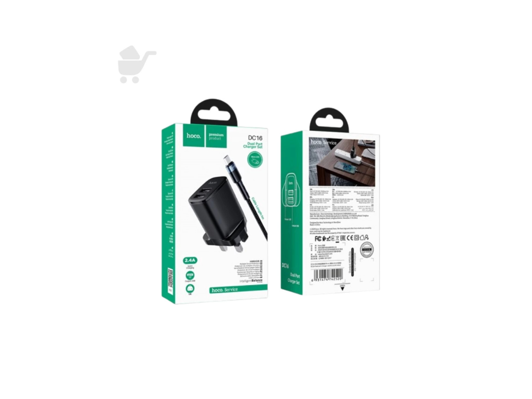 Hoco Dual Port Charger Set - DC16 - Micro (UK)