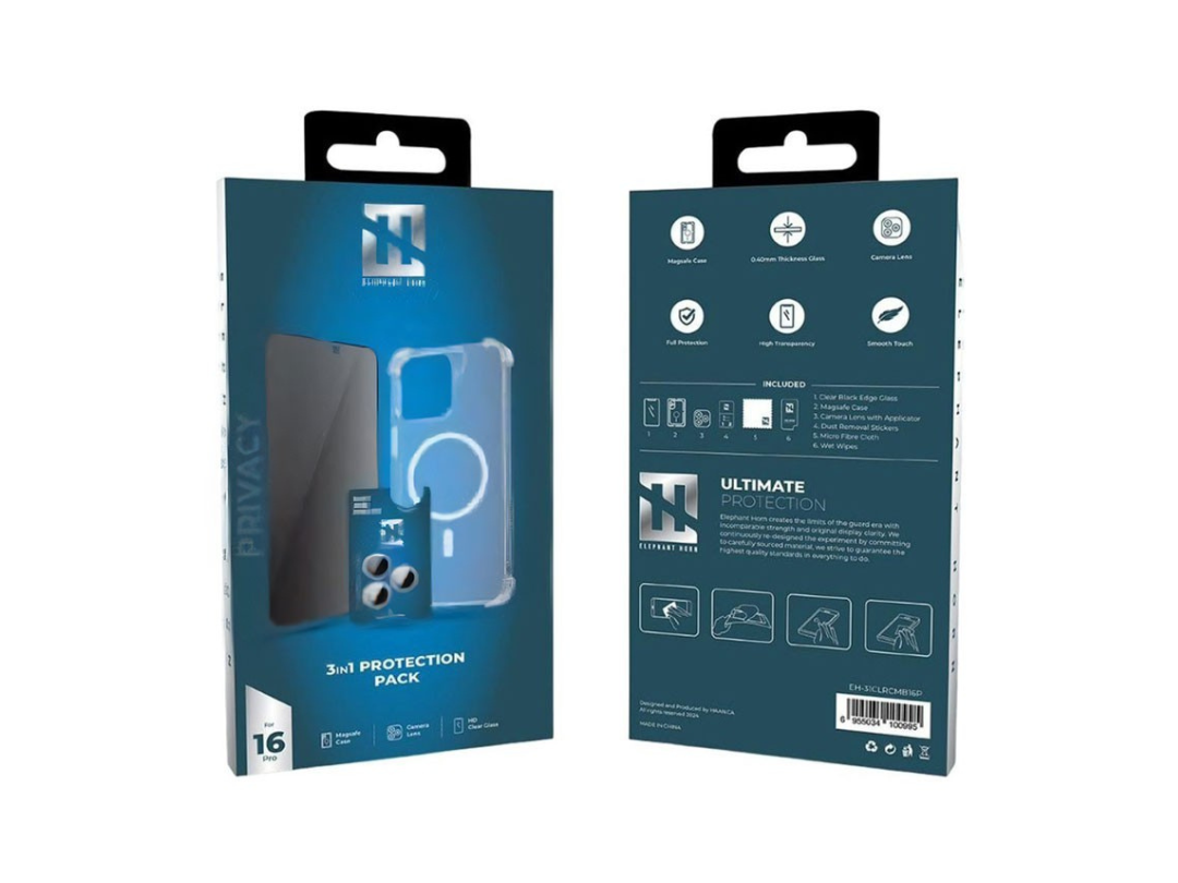 Buy Elephant Horn 3-in-1 Privacy Protection Pack for iPhone 16 Pro in Qatar