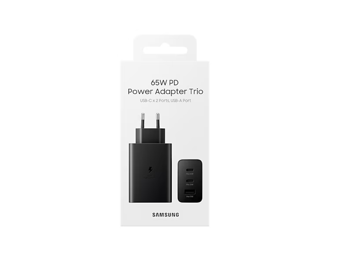 Buy Samsung 65W Power Adapter Trio - Black for Fast Charging in Qatar