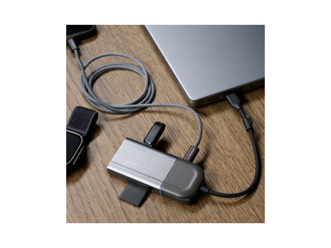 Buy URTECH 6-in-1 USB-C Hub | 4K HDMI + Privacy Switch | in Qatar
