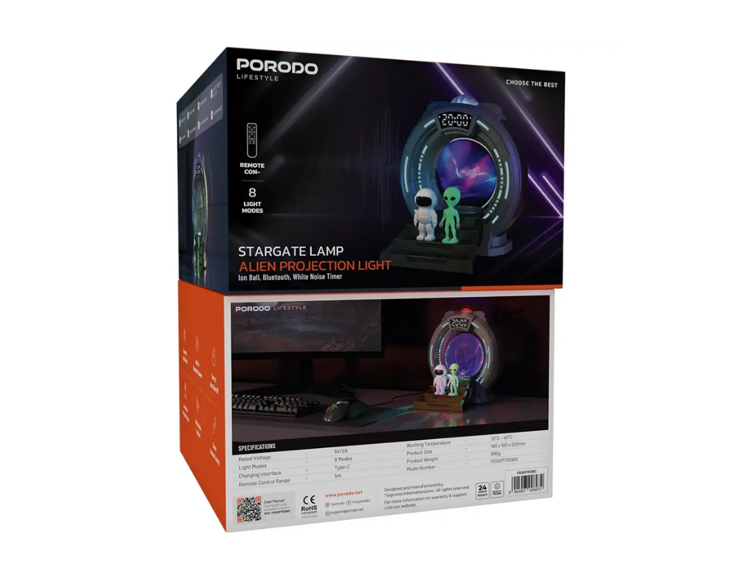 Porodo Lifestyle Stargate Lamp Alien Projection Light – Dark Gray | Qatar