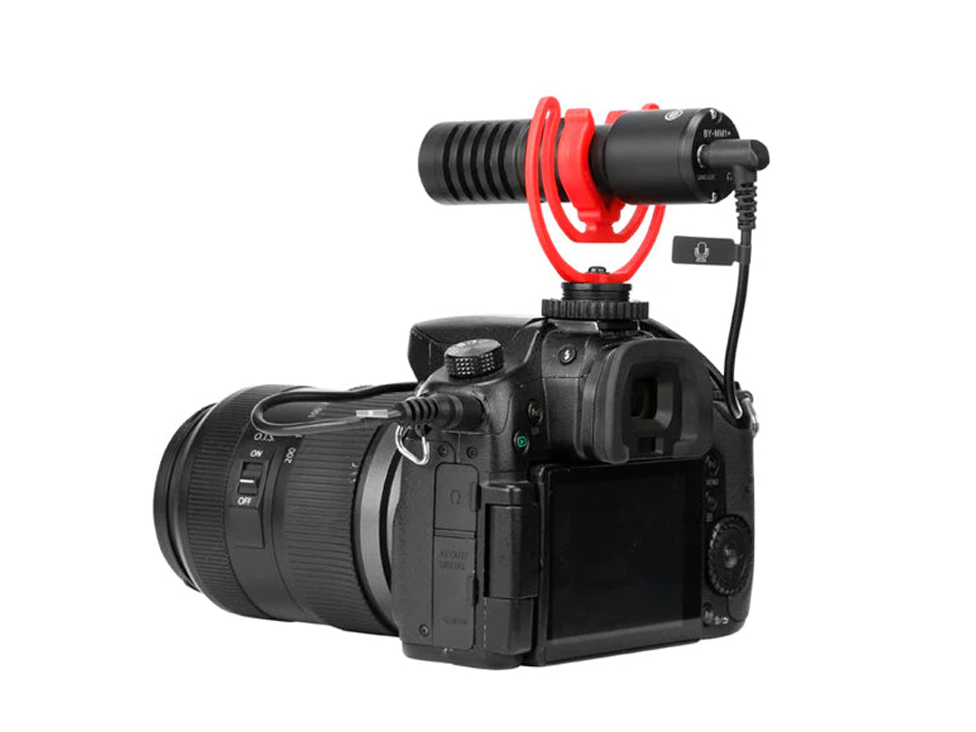 ميكروفون BY-MM1 Plus (+) Super-Cardioid Shotgun - ميكروفون ستريو صغير مع حامل للصدمات للهواتف الذكية والكاميرات والتدوين المرئي والبث المباشر 